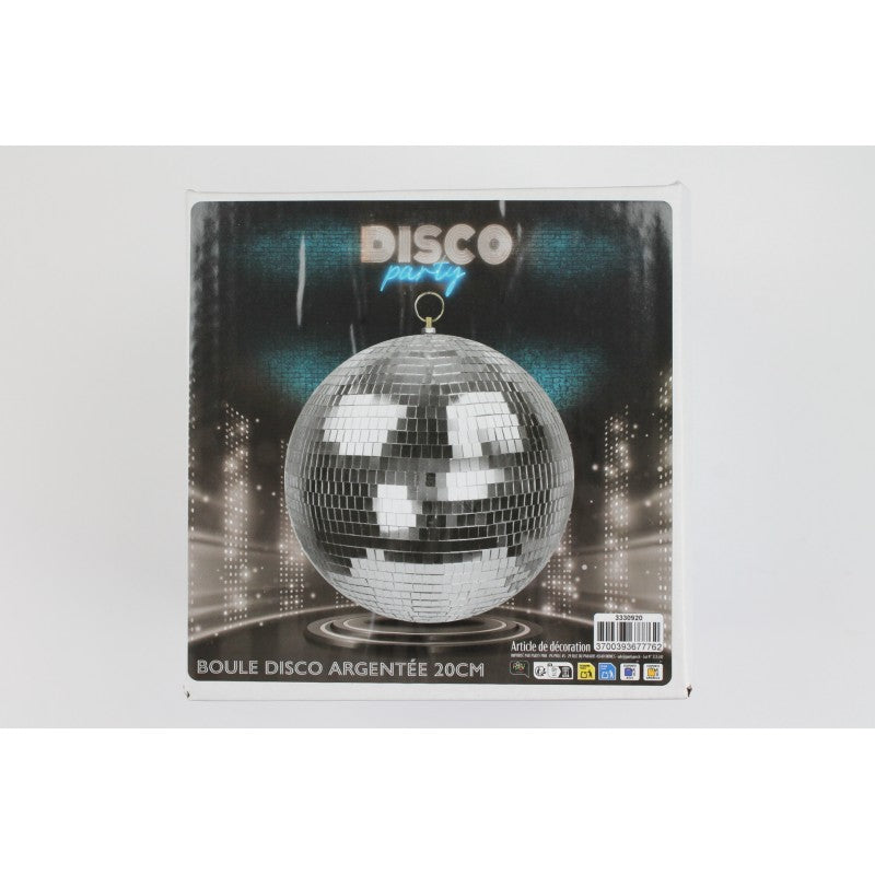 Boule à Facettes Miroir Argent 20 cm / Boule Disco Argent 20 cm /  La Maison du Déguisement