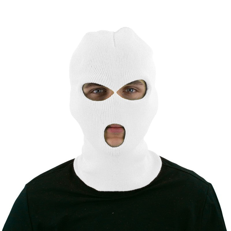 Cagoule voleur Blanc / Cagoule Braqueur Blanc / Masque Cagoule Blanche / La Maison Du Déguisement