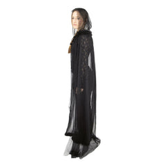 Cape à Capuche Tulle Noir / Cape Noire Longue à Capuche En Tissu Dentelle / La Maison Du Déguisement