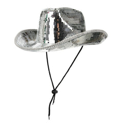 Chapeau Cowboy Miroir Disco Argent / Chapeau Western Boule Disco Argent / La Maison Du Déguisement