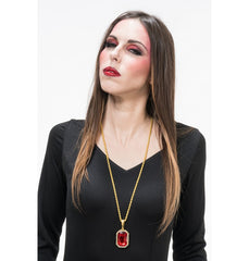 Collier Médiévale Avec Pierres Rouge/ Chaînes Rubis De Vampire Pendentif / La Maison Du Déguisement