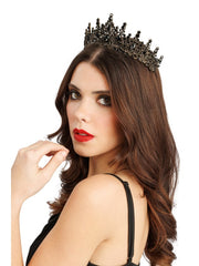 Couronne Diadème Métal Pierres Noires / Couronne Démon Noir / Diadème Gothique Queen Halloween Métal / Diadème Reine Noire Métalique / La Maison Du Déguisement
