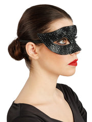 Loup Vénitien Strass Diamant Noir / Demi Masque Venise Strass Diamonds Noir / La Maison Du Déguisement