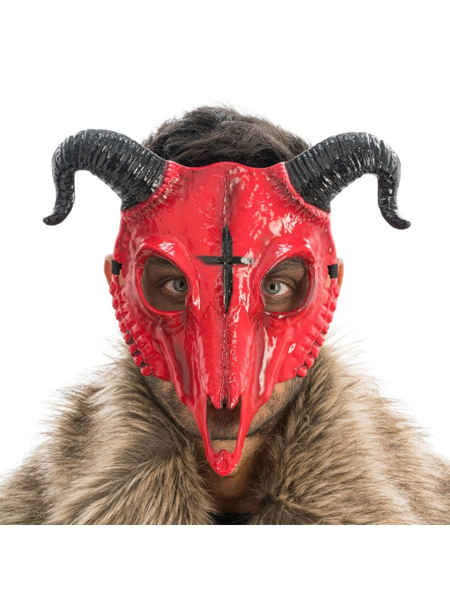 Masque De Squelette Bête Avec Cornes Noir / Masque Diable Avec Cornes / La Maison Du Déguisement